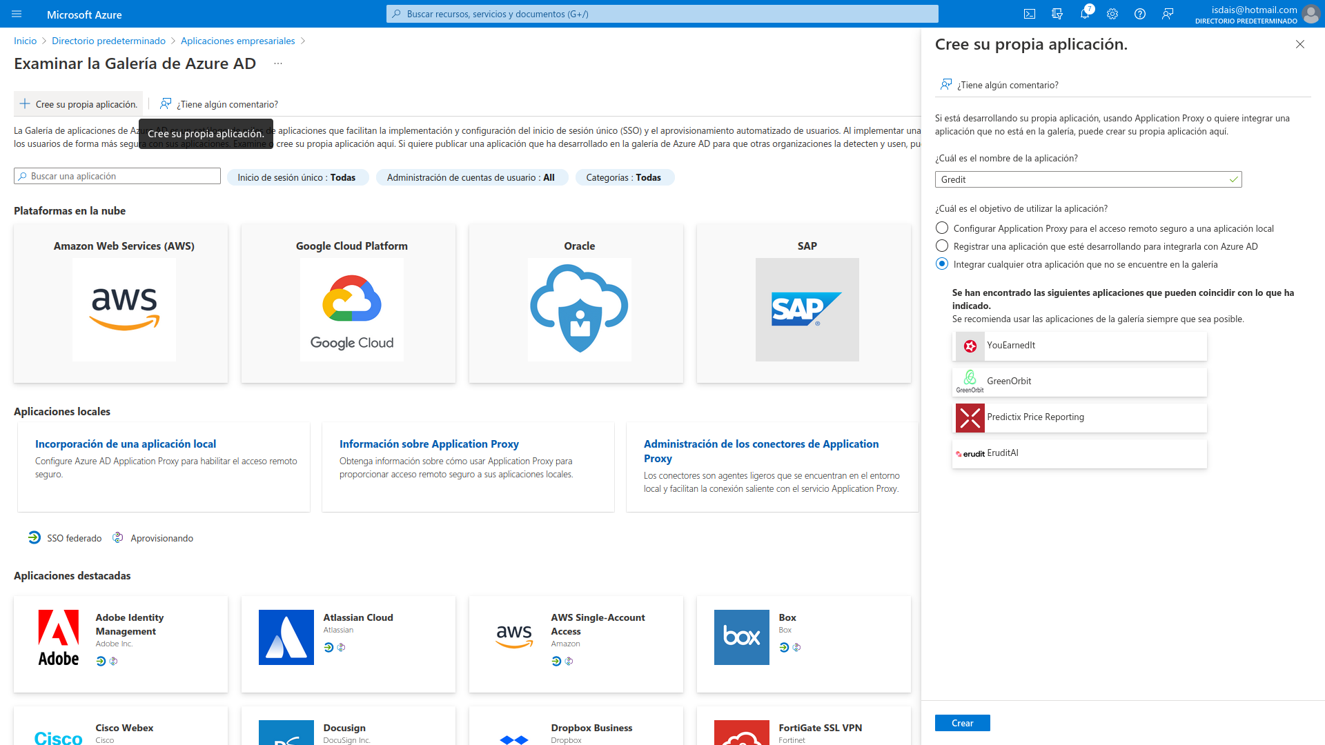 Crear su propia aplicación